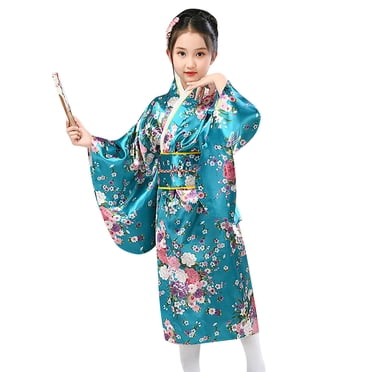 Kcodviy Girls Japanese Traditional Dress Baby Boy Footed Pajamas Kimono Robe for Kids Sleepers 18 Months Girls Yukata Kimono Anime Toddler Boy Outfit Cosplay Robe