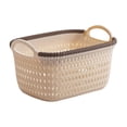 thumbnail image 2 of Meitianfacai Thickened Imitation Rattan Basket Plastic Toy Snack Storage Basket with Handle Storage Basket Dirty Clothes Basket Clothing Desktop Storage Box(Brown), 2 of 6