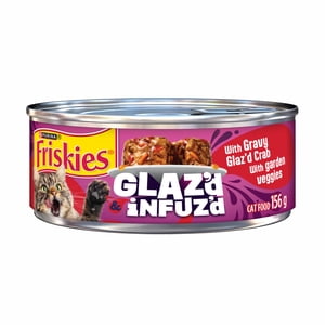 Friskies Glaz'd & Infuz'd avec Gravy Crabe émaillé, Nourriture de chat humide, 156 g