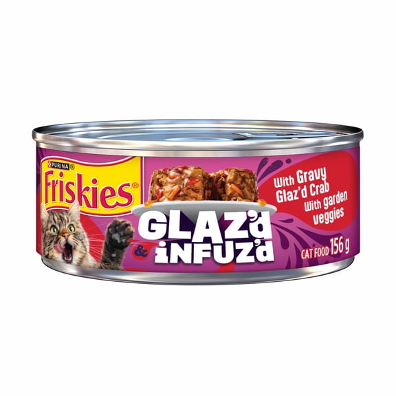 Friskies Glaz'd & Infuz'd with Gravy Glazed Crab, Wet Cat Food, 156 g