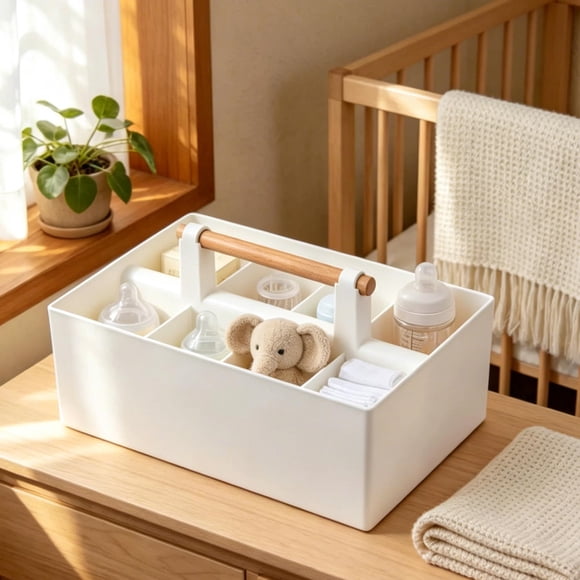 EARKITY Boîte de Rangement Portable Multifonctionnelle Boîte de Rangement de Bureau Compartimentée Boîte de Rangement de Bureau pour Articles de Bébé et de Maternité