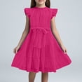 thumbnail image 2 of MIASHUI Elegant Girls Chiffon Party Dress With Ruffle Sleeves Neck Detail And Waist Belt For Festive Summer Occasions Hot Pink,150.00, 2 of 5