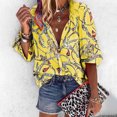 thumbnail image 2 of Pompotops Chemisier Mode Femme Col en V Imprimé Floral Manches Longues Ample, 2 of 6