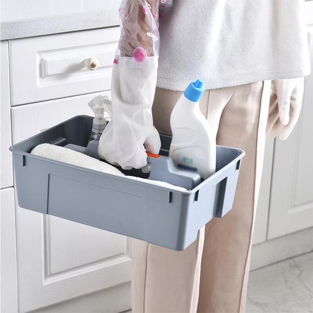 DPTALR 2-Compartment Plastic Cleaning Caddy – Commercial Quality Plastic Tool Organizer W/Handle For Cleaning Bathroom Floors &