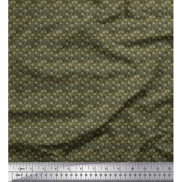 Soimoi Japan Crepe Satin Fabric Circle Small Decor Fabric Printed Yard 42 Inch Wide