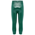 thumbnail image 4 of MSemis Girls Jazz Dance Leggings Metallic Ribbed Elastic Waistband Solid Color Toursers for Hip-hop Performance Green 140, 4 of 5