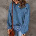thumbnail image 2 of Timegard Hauts en Tricot pour Femmes Chandails Col Roulé Manches Longues Épaules Tombantes Chandail Uni Automne Hiver, 2 of 7