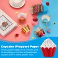 thumbnail image 4 of Uxcell Cupcake Wrappers Paper, 50 Pack Baking Cups Decoration for Anniversary Birthday Weddings, Light Gold Reflective Red, 4 of 6