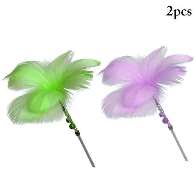 2PCS Cat Feather Teaser Interactive Belle Chat Jouet Interactif Chat Teaser Baguette