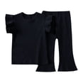 thumbnail image 1 of Birdeem Mode Filles Décontracté T-Shirts à Manches Courtes Col Rond Bouton Uni Ensembles de Pantalons Longs, 1 of 10