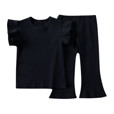 Japceit Chemises pour Filles Mode Filles Décontracté T-Shirts à Manches Courtes Col Rond Col Bouton Uni Ensembles de Pantalons Longs
