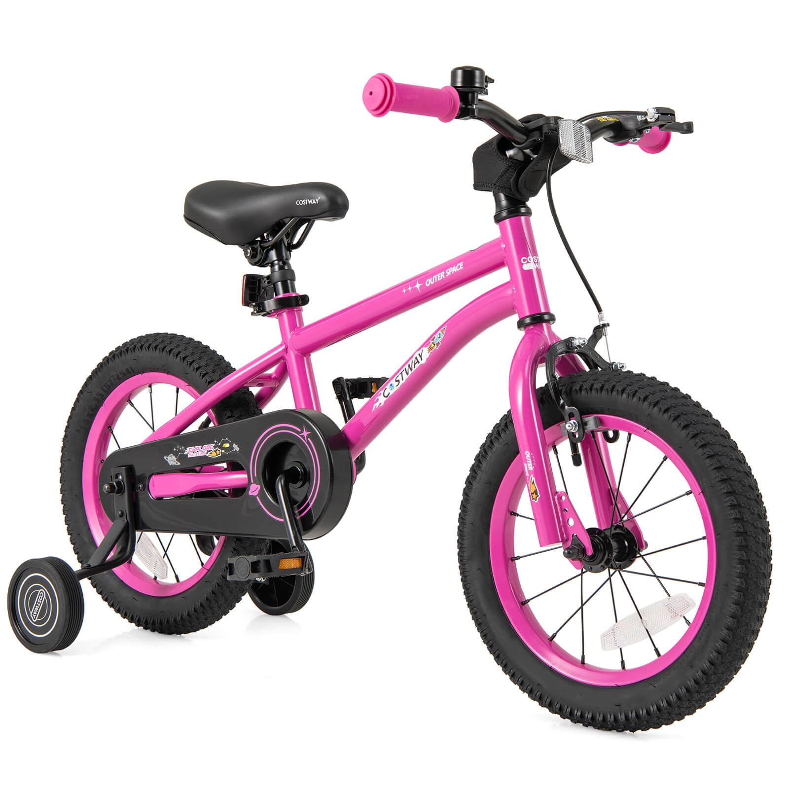 Costway 14-Inch Kid's Bike for 3-5 Years Old with Adjustable Saddle & Anti-slip Handlebar Pink