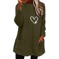 thumbnail image 1 of Qertyioot Hauts Grande Taille pour Femmes, Blouse à Col Rond et Imprimé d'Hiver Ample avec Poche Manches Longues, 1 of 3