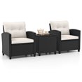 thumbnail image 1 of Gymax Ensemble de Mobilier de Patio 3 Pcs avec Table Basse en Verre Trempé Coussins Lavables Blanc, 1 of 10