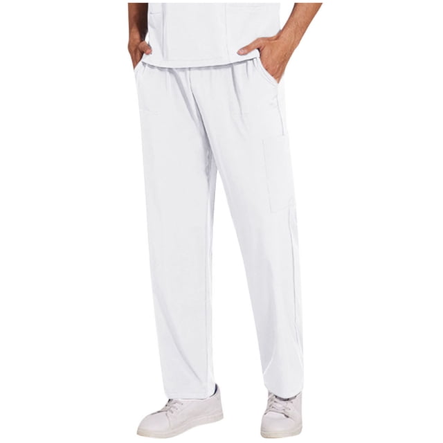 Clearance! Grrvtrz Cargo Scrub Pants for Men — Classic Straight Leg Fit, 4Pockets, 4-Way Stretch, Anti-Wrinkle Drawstring Scrub Pants