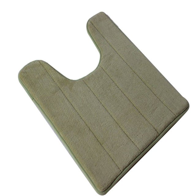 U-shaped Toilet Mat Water Absrobent Non-slip Elastic Skin-friendly Bathroom Rug Pad Bath Rug Showering Protection Household Home Green 40*60cm