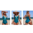 thumbnail image 4 of Ltctricy Women's One Piece Swimsuits Adjustable Strap Deep V Neck Color Block Backless Swimwear Slimming Bathing Suits, 4 of 4