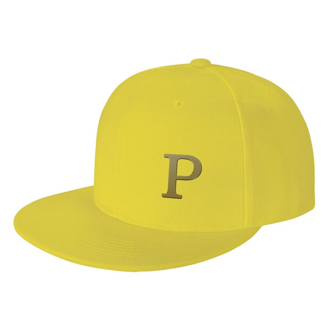 ZICANCN Alphabet P Pattern Baseball Caps, Trucker Hats for Men And Women, Adjustable Breathable Flat Caps, Yellow