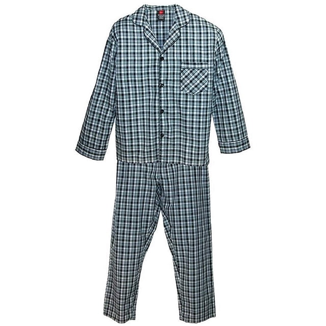 Hanes Mens Woven Pajamas, 2XL, Navy Grey Plaid
