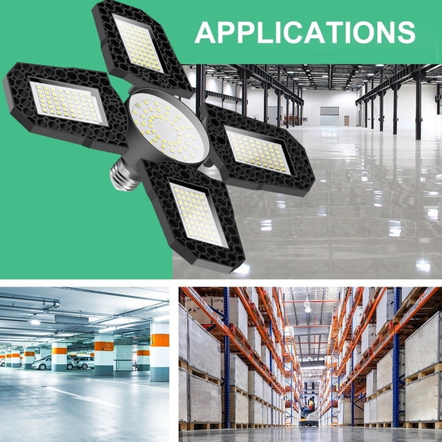 LED Garage Light E27 Folding Transformer Garage Light 100W High Power Industrial Lighting Light Quad Leaf