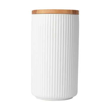 Anko Large White Ribbed Canister