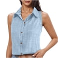 thumbnail image 1 of Besolor Women's Summer Tank Tops Collared Sleeveless Button down Shirts Casual Loose Work Business Blouse, 1 of 6