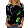 thumbnail image 1 of Outfmvch Chemises Mardi Gras pour Femmes, Manches 3/4 Hauts pour Femmes, Tenue Mardi Gras pour Femmes, Blouses pour Femmes, Hauts d'Entraînement pour Femmes, Tunique Graphique de Carnaval Manches 3/4 Col Rond Blouse Marine TG, 1 of 5
