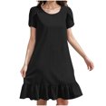 thumbnail image 1 of Liquidation d'Été 2025! Robe pour Femme Grande Taille, Liquidation de Robes d'Été pour Femmes, Robe d'Été pour Femme en Coton et Lin à Manches, Ourlet Volanté, Jupe Longue, 1 of 5