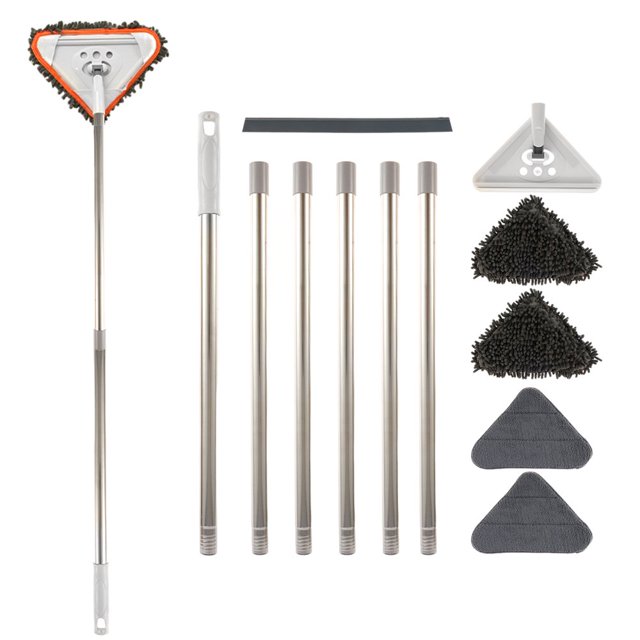MesaSe Triangle Cleaning Mop 360° Rotatable Adjustable Length Soft Super Water Absorption Dry and Wet Wall Cleaning Mop for Floor Wall Window Cleaning