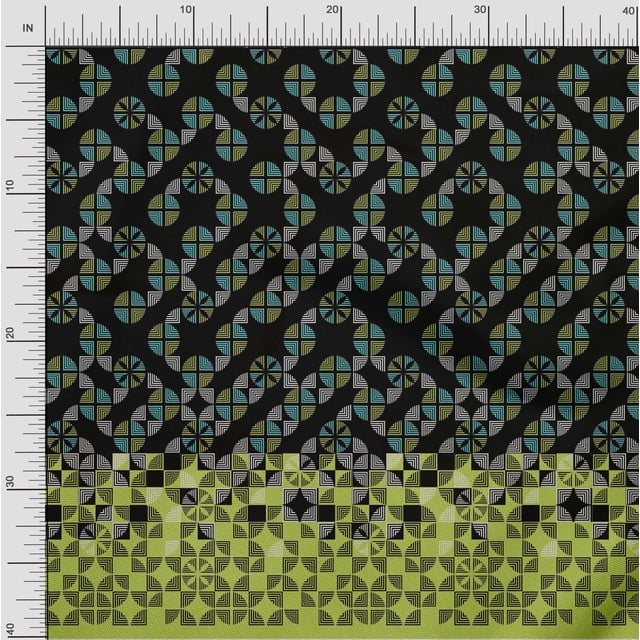 oneOone Georgette Viscose Black Fabric Geometric Panel Craft Projects Decor Fabric Printed By The Yard 42 Inch Wide