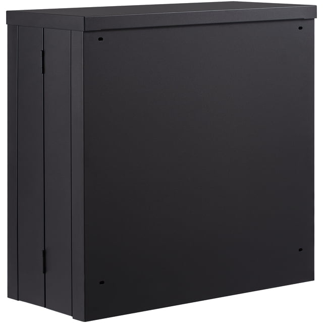 KFFKFF Wall-Mounted Folding Cabinet, Black Metallic Storage Locker 26" Compact Tool Chest with 240 LBS Load Limit, Adjustable Rack and Magnetic Door Closure for Home, Office, and Warehouse Use
