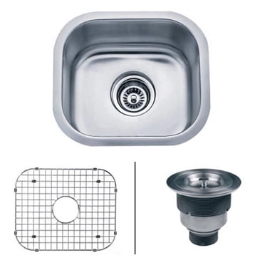 Ruvati RVM4136 16 Gauge Parmi Undermount Bar Prep Sink Single Bowl, 13 x 15 in. - Stainless Steel