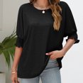thumbnail image 5 of XZNGL Womens Short Sleeve Blouses Womens Casual Solid Color Round Neck Short Sleeve Tops Blouses Women Short Sleeve Tops Women Short Sleeve Blouse Short Sleeve Tops for Women, 5 of 5