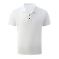 thumbnail image 1 of Pisexur Mens Ribbed Dress Shirts Short Sleeve Relaxed Fit Golf Shirt Tops Summer Solid Color Collar Button Down Blouses Casual Work Out Shirts for Mens Trendy, 1 of 3