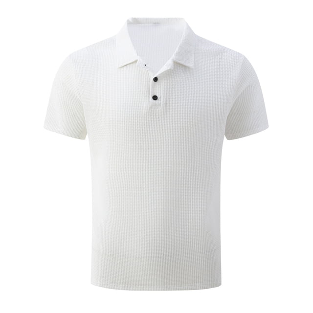 Pisexur Mens Ribbed Dress Shirts Short Sleeve Relaxed Fit Golf Shirt Tops Summer Solid Color Collar Button Down Blouses Casual Work Out Shirts for Mens Trendy