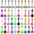 thumbnail image 1 of BodyJ4You 60PC Belly Button Ring Set 14G Mix CZ Bioflex Bar Acrylic Banana Body Piercing Jewelry, 1 of 7