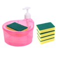 thumbnail image 4 of Distributeur de Savon à Vaisselle et Porte-Éponge 5 Éponges Multifonction 1000 ml 33 Onces Rouge Rose, 4 of 9