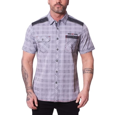 LIVINGbasics Mens Short Sleeve Yd Plaid Shirt