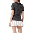 thumbnail image 3 of INSPIRE CHIC Tweed Top for Women's Button Decor Peter Pan Collar Blouse S Black, 3 of 6