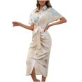 thumbnail image 1 of CEHVOM Chemise Aguichant à Boutons en Dentelle Imprimée pour Femmes Robe Longue à Manches Courtes, 1 of 7