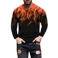 thumbnail image 3 of XZNGL Flame Print Round Neck Long Sleeve Mens Tshirt, 3 of 9