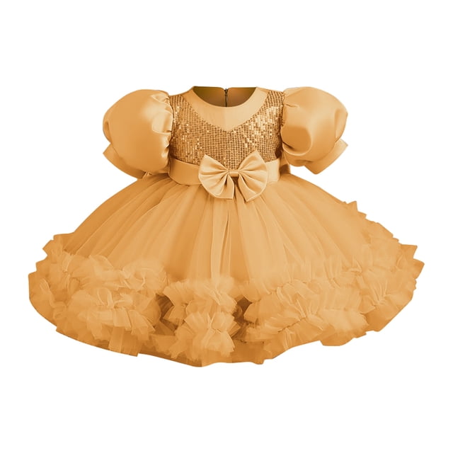 Robe Formelle pour Fille à Manches Bouffantes, Robe de Bal pour Tout-Petit, Robe en Tulle, Robe de Danse pour Filles 4-5 Ans