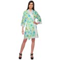 thumbnail image 2 of Moomaya Cotton Printed Robe For Women Kimono Getting Ready Bridesmaid Lace Robes, 2 of 6