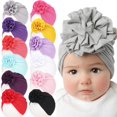 thumbnail image 2 of Tuque pour Nouveau-Né Douce et Stylée en Polyester et Coton, Grande Fleur, Bonnet pour Petite Fille, 2 of 10