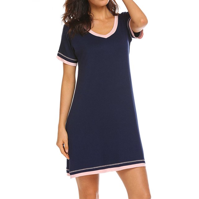 Gspmoly Robes d'Été pour Femmes, Mode Femme Manches Courtes Décontractée à Empiècements, Chandail Ample pour la Maison, Robe de Nuit, Robes Formelles pour Femmes en Liquidation