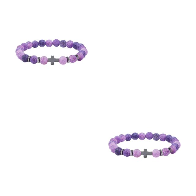 kurtrusly Large Application Perles Exquises Bracelet pour Polyvalents Cadeaux de Mode Bracelets Violet weathering 2Set