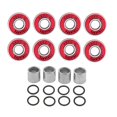 thumbnail image 2 of 8pcs/SET Premium Skateboard Beas, Pro Longboard Beas, 608, ABEC-11 Double Wheel Bea Replacement - Red, 2 of 8