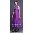 thumbnail image 3 of Bimba Robe Anarkali Océan Violet Col Mandarin Sans Manches Kurtis pour Femmes Imprimé Robe Maxi Moyen, 3 of 6