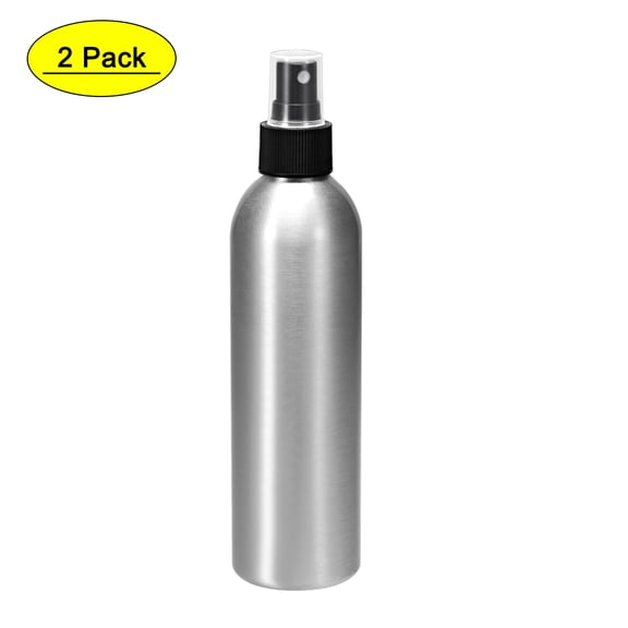 Unique Bargains 2 Pcs Bouteille Vaporisateur en Aluminium 8.5oz/250ml avec Vaporisateur à Brume Fine Noir, Contenant Vide Rechargeable Bouteille de Voyage