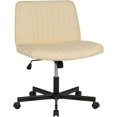 thumbnail image 1 of FDW Chaise Croisée, Roues Assise en Tailleur Bureau Moderne Pivotante Hauteur Réglable Siège Grand Tâche Informatique Confortable Tissu Sans Accoudoirs, Beige, 1 of 7